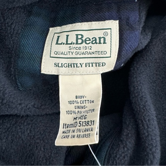 NWT L.L. Bean Hooded Fleece Lined Plaid Flannel Snap Front Men’s M 513831 - Picture 4 of 10